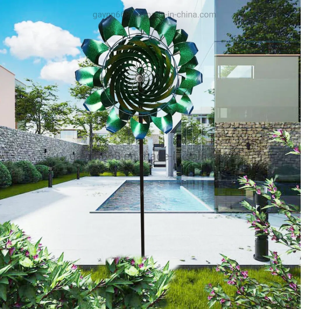 Metal Outdoor Solar Light-ED Windmill Wind Spinner for Decorating The Garden Lawn Patio 75&quot;