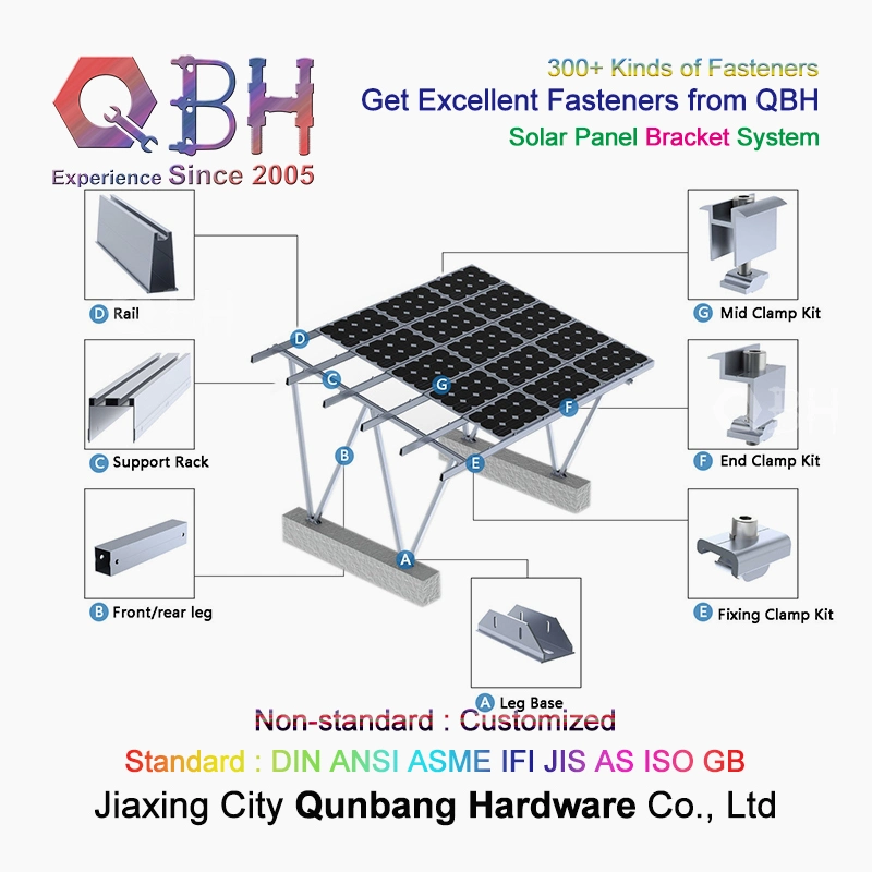 Qbh Solar System Tracking Bracket/Pergola Bracket/Column Bracket/Pile-Ground Bracket/Ground Bracket/BIPV/Roof Ballast Bracket/Roof Angle Bracket/Roof Bracket