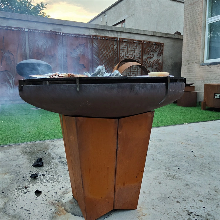 Amazon Top Sell Corten Metal Fire Pit with Barbecue Grill