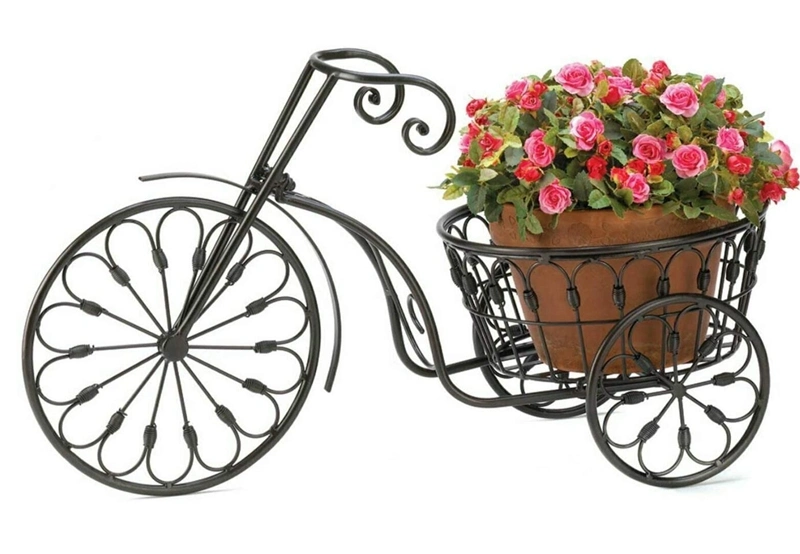 Bicycle Shaped Home Garden Decor Iron Plant Stand