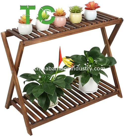 Wholesale Foldable Bamboo Flower Stand Wood Shoe Shelf Plant Stand