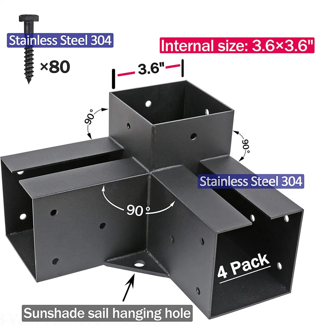 Pergola Brackets Stainless Steel Metal 3 - Way Right Angle Corner Bracket for Wood Beams Gazebo Pergola Kit Bracket