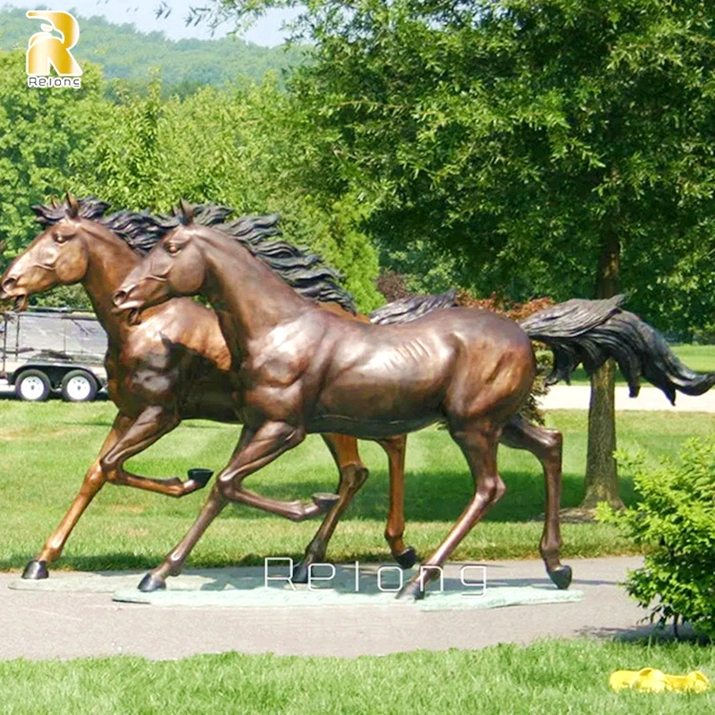 Custom Outdoor Life Size Antique Art Metal Animal Statue Park Ornament Bronze Horse Sculpture Garden Park Decor