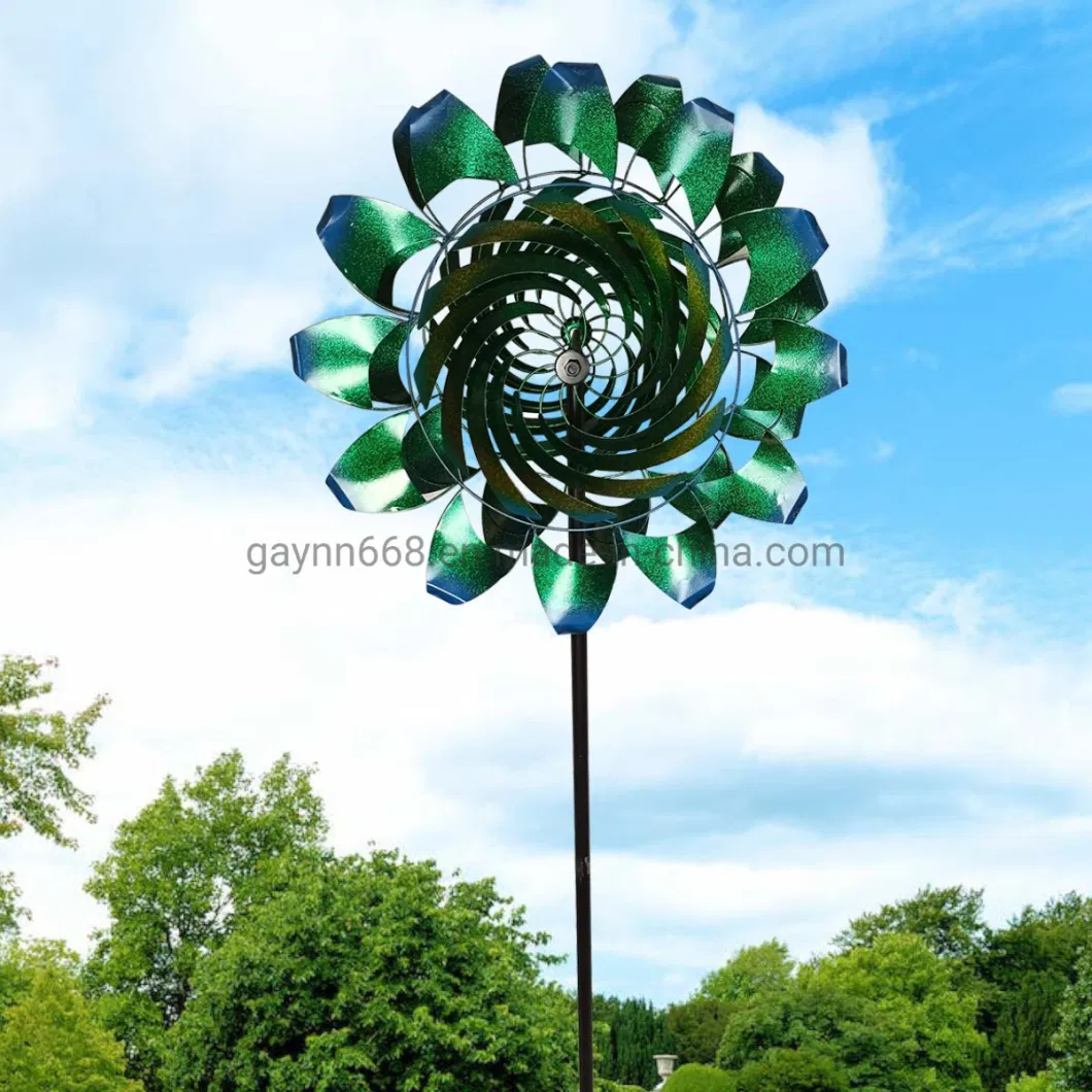 Metal Outdoor Solar Light-ED Windmill Wind Spinner for Decorating The Garden Lawn Patio 75&quot;