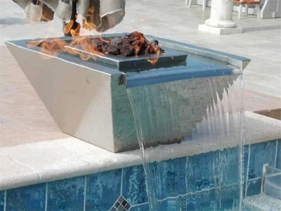 Pool Fire Bowl Waterfall Fire Pit Fire Pit with Water Feature