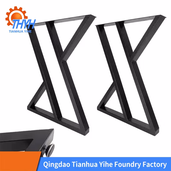 Black Wrought Industrial Heavy Duty Frame Powder Coating X Shaped Side Cast Iron Bench Coffee Table Furniture Legs Metal