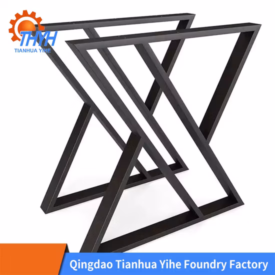 Black Wrought Industrial Heavy Duty Frame Powder Coating X Shaped Side Cast Iron Bench Coffee Table Furniture Legs Metal