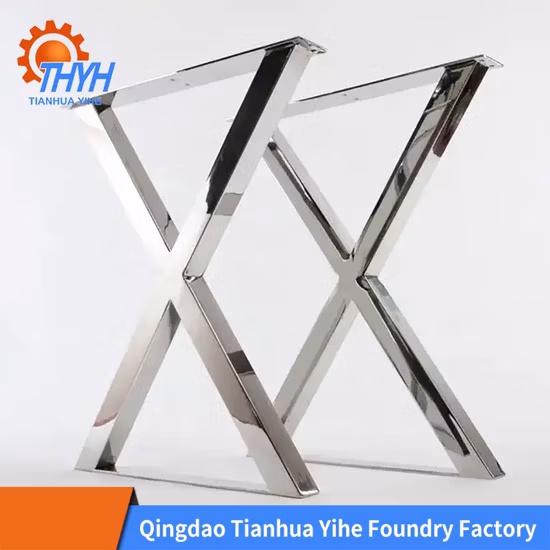 Black Wrought Industrial Heavy Duty Frame Powder Coating X Shaped Side Cast Iron Bench Coffee Table Furniture Legs Metal