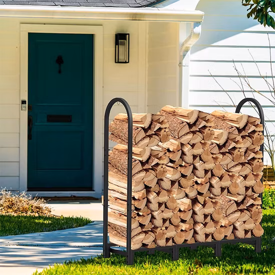 Outdoor Round Corten Steel Firewood Storage for Patio Firewood Log Rack